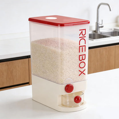 TARSHYRY Rice Dispenser, Large Capacity 10kg Airtight Space Saving Grain Storage Container with Measuring Cup, for Rice Beans Corn Tapioca (Green)
