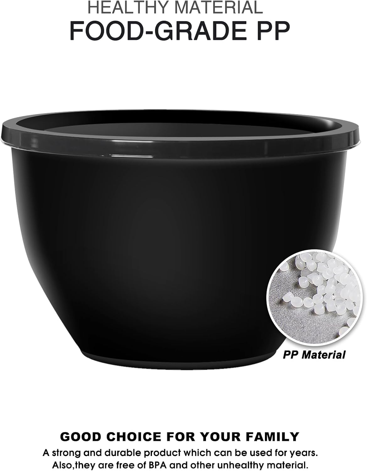 Greentainer Plastic Mixing Bowls with Lids Set for Kitchen, 5 Set Nesting Bowls for Mixing, Baking, Prepping, Cooking and Serving Food, Mixing Bowls Dishwasher, Microwave Safe