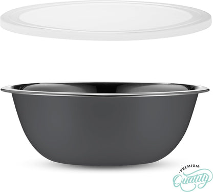 WHYSKO Stainless Steel Mixing Bowl Set, 10 Piece Stainless Steel Mixing Bowls with Lids Set for Food Prep Storage and Serving, Dishwasher Safe for Kitchen Baking Cooking, Silver