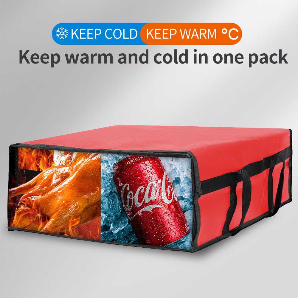 Bodaon Insulated Food Delivery Bag, XXXL Pizza Delivery Bags for Hot and Cold Food, Commercial, Large Capacity Reusable Warming Bag, Catering Cooler Bag for Rideshare, Warmers for Parties (Black, 1Pk)