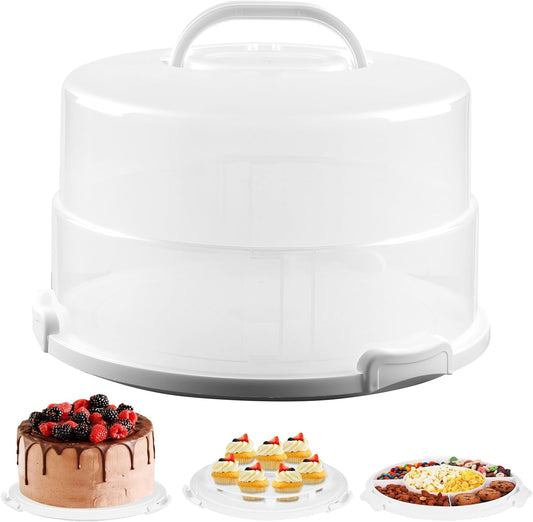 12in Extra Large Cake Carrier with Lid and Handle, Holds up to 12" round 7" high cake, Portable Cake Container for Transport Pies, Cupcakes, Cakes and More
