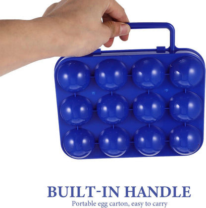 Yardwe 2pcs 12 Egg Container Outdoor Camping Egg Holder Portable Eggs Carrier with Handle Egg Storage Box for Outdoor Picnic Home Fridge Refrigerator Blue
