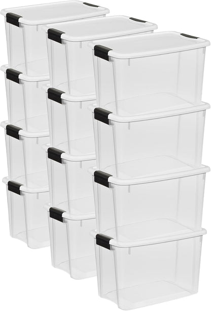 Sterilite 6-Pack Ultra Latching Box, Storage Bins with Lids, Clear Plastic, 18 Qt – Large Heavy-Duty Organizing Bin Containers for Home, Closet, Kitchen, Pantry, Bathroom, and Office