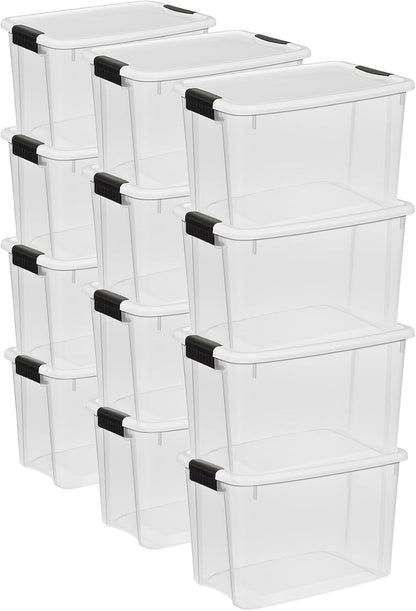 Sterilite 6-Pack Ultra Latching Box, Storage Bins with Lids, Clear Plastic, 18 Qt – Large Heavy-Duty Organizing Bin Containers for Home, Closet, Kitchen, Pantry, Bathroom, and Office