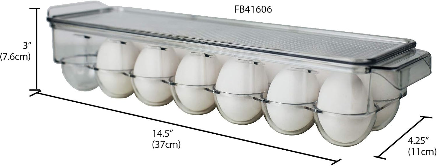 Home Basics Transparent Egg Holder with Clear Cover Durable Plastic Bin for Convenient Fridge and Pantry Organization | Ideal for Keeping Eggs Fresh and Neatly Organized