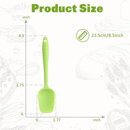Silicone Spatula, Rubber Spoon Spatula Heat Resistant, One Piece Design Non-Stick Spoonula, Flexible Kitchen Scrapers with Stainless Steel Core for Baking, Mixing, Cooking