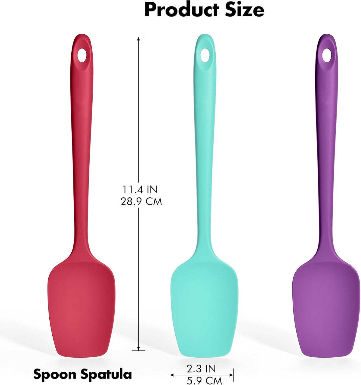 Silicone Spoonula Set, 600ºF Heat Resistant, 3Pcs, Multicolor 3