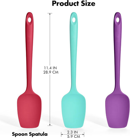 Silicone Spoonula Set, 600ºF Heat Resistant, 3Pcs, Multicolor 3