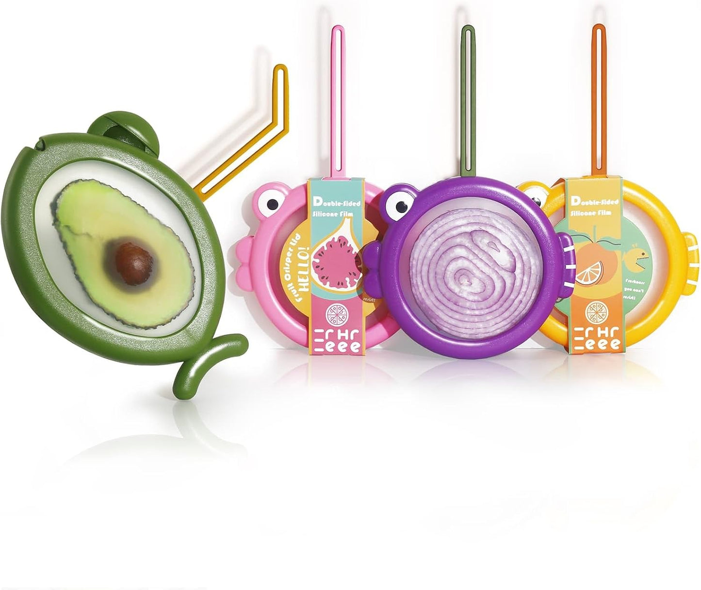 4-Piece Airtight Food Storage Containers Set – Avocado Saver, Onion Keeper, Silicone Kitchen Organizers for Fridge, Reusable & Leak-Proof to Lock in Freshness