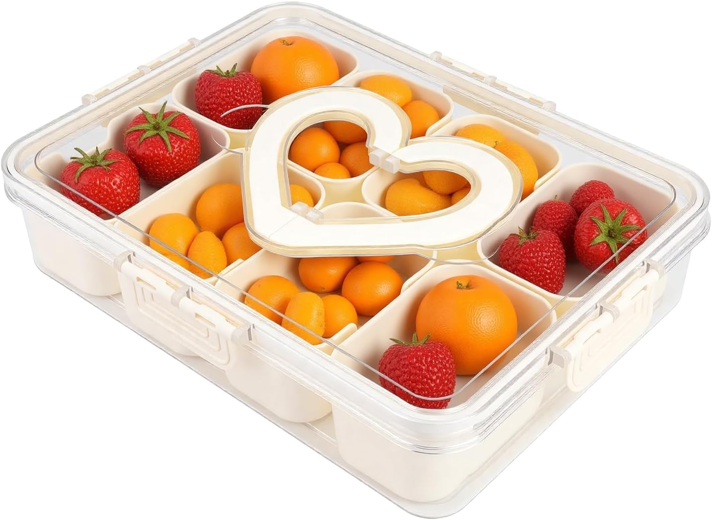 Snackle Box Container, Snack Box Container, Divided Serving Tray with Lid & Handle for Snackle, Veggie, Candy, Nut, Fruits Portable for Travel Party, Picnic (8 Inside Containers Dishwasher Safe)
