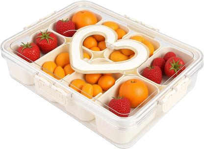 Snackle Box Container, Snack Box Container, Divided Serving Tray with Lid & Handle for Snackle, Veggie, Candy, Nut, Fruits Portable for Travel Party, Picnic (8 Inside Containers Dishwasher Safe)
