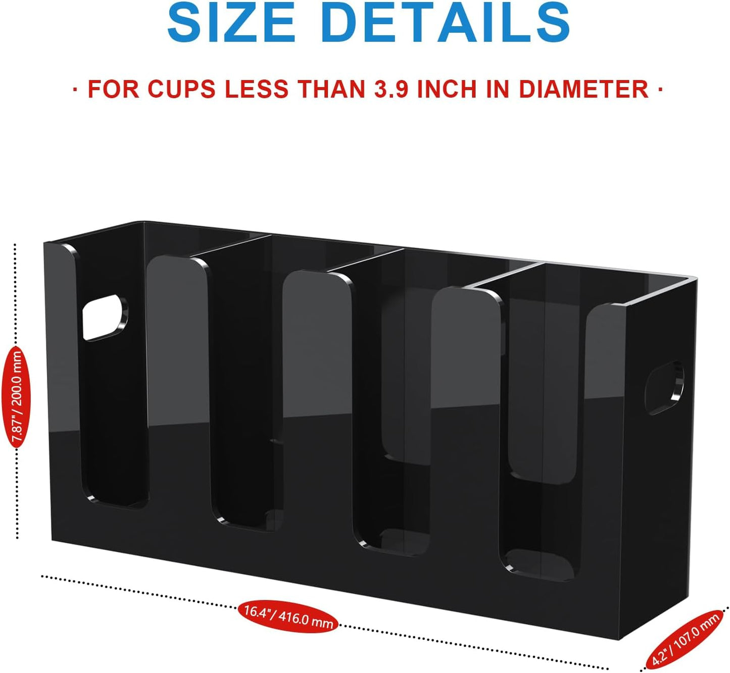 WINFFOR Disposable Cup Organizer Dispenser - 2 Compartments Clear Acrylic Cup and Lid Holder with Handles Plastic Cup Dispenser Countertop Paper Cup Holder for Coffee Bar House Party Essentials