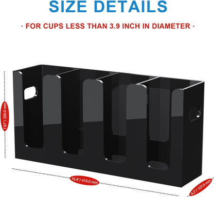 WINFFOR Disposable Cup Organizer Dispenser - 2 Compartments Clear Acrylic Cup and Lid Holder with Handles Plastic Cup Dispenser Countertop Paper Cup Holder for Coffee Bar House Party Essentials