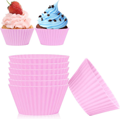 6 pack Silicone Baking Cups, Reusable Muffin Liners Non-Stick Cup, Cake Molds Set,Cupcake Silicone Liner Cupcake Holder,Bpa Free (navy blue)