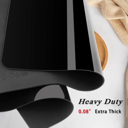 Silicone Placemats, Food-Grade Non-Slip Waterproof, Dining, Stain Resistant, Countertop Protector, Kitchen Counter Mat, Heat Resistant, Baking mat Dishwasher Safe (23.6"×15.7"-1pack, Black)