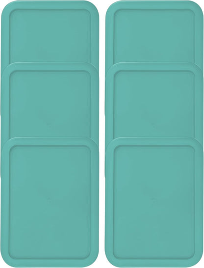 Replacement Lids fits Pyrex 3-Cup Glass Food Storage Container Bowls, (7.75 x 5.75-Inch) Plastic Rectangle Lids Covers for Pyrex 7210-PC, Airtight & Leakproof (4-Pack, Turquoise)