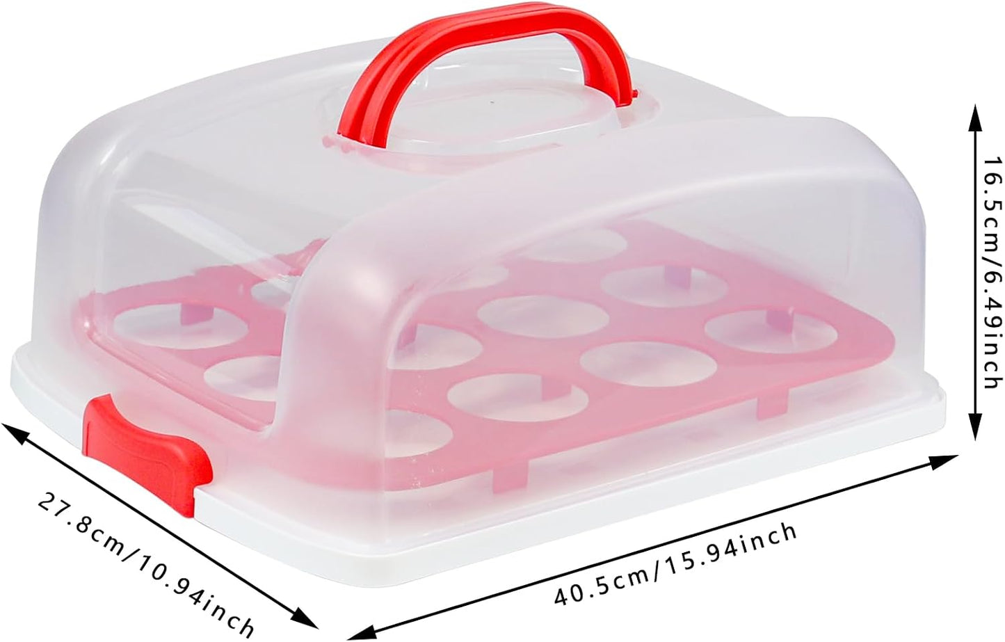 2in1 Cupcake Carrier and Cake Keeper with Lid, Rectangle Pie Carrier,Large Portable Storage Container for Storing 12 Cupcakes or 1 Large Cake (Blue)