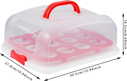 2in1 Cupcake Carrier and Cake Keeper with Lid, Rectangle Pie Carrier,Large Portable Storage Container for Storing 12 Cupcakes or 1 Large Cake (Blue)