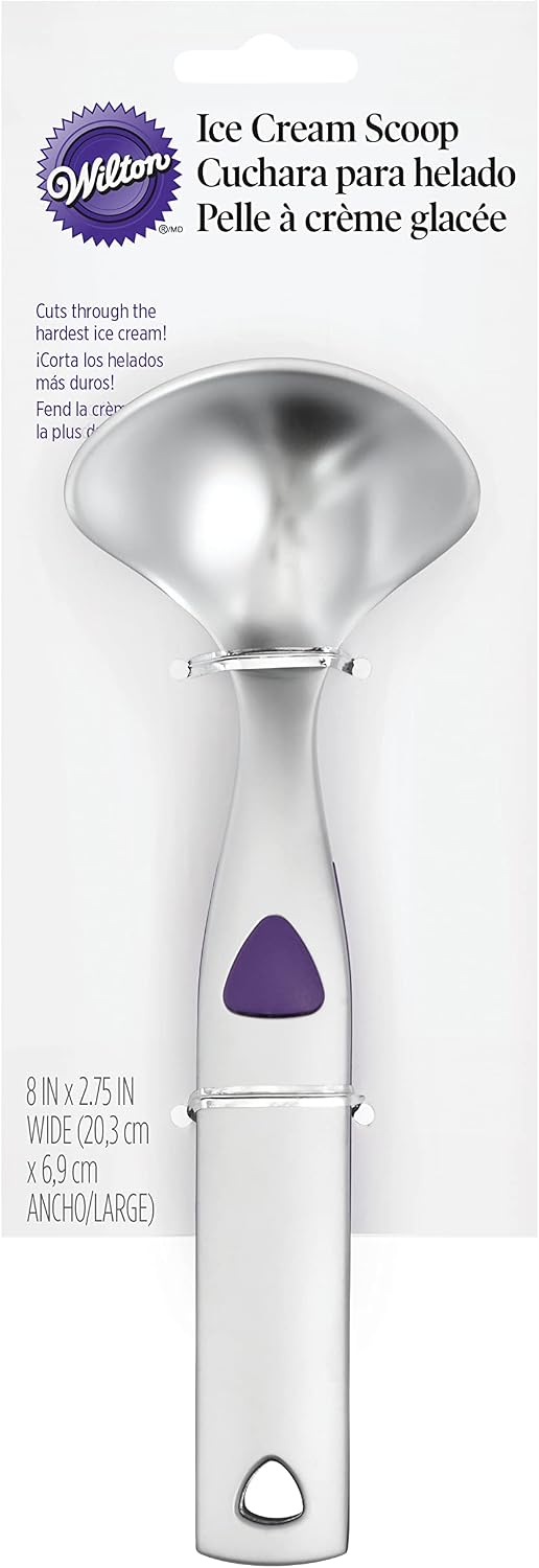 Wilton Heavy-Duty Ice Cream Scoop, Non-Slip Grip, Silver