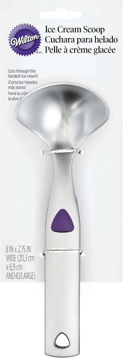 Wilton Heavy-Duty Ice Cream Scoop, Non-Slip Grip, Silver