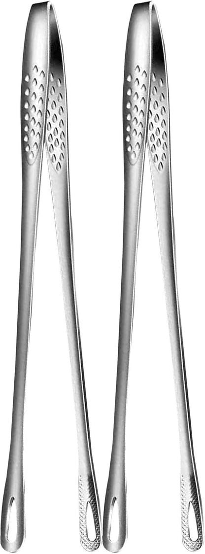 2 Pcs 11 Inches Korean BBQ Tongs Stainless Steel Grill Tongs Cooking Tweezers Japanese Barbecue Tong for Kitchen Cooking Salads Pasta Buffet Food Serving