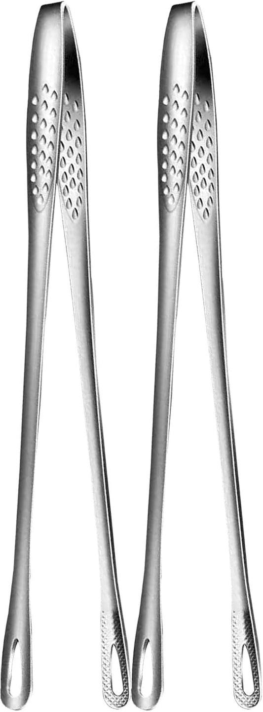 2 Pcs 11 Inches Korean BBQ Tongs Stainless Steel Grill Tongs Cooking Tweezers Japanese Barbecue Tong for Kitchen Cooking Salads Pasta Buffet Food Serving