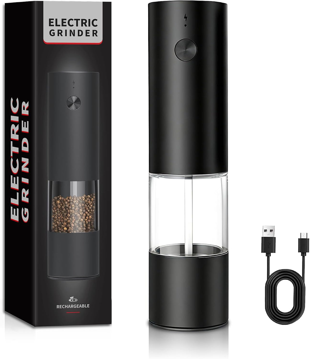 USB Rechargeable Grinder Set With Storage Base, (Black)