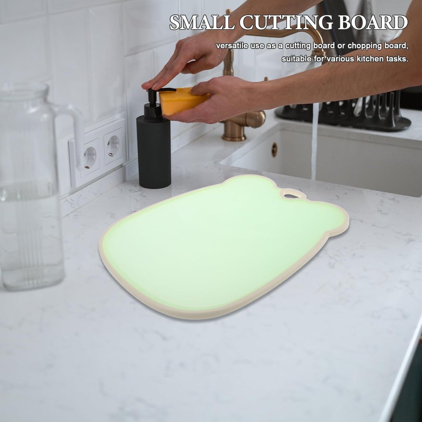 Hemobllo Large Food Prep Cutting Board Fruit Vegetable Chopping Board Non-slip Kitchen Mat Jelly Green for Home Use