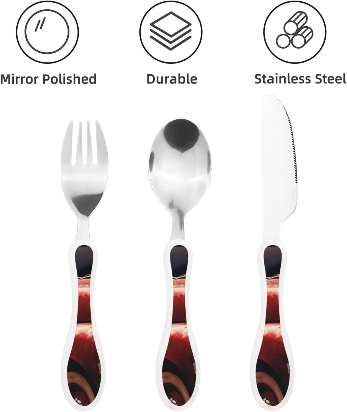 3-Piece Kids Silverware Set With Storage Case, Stainless Steel Reusable Children Safe Knife Spoon Fork Set Ballroom Dance Children Flatware Set For Kids Lunch Box