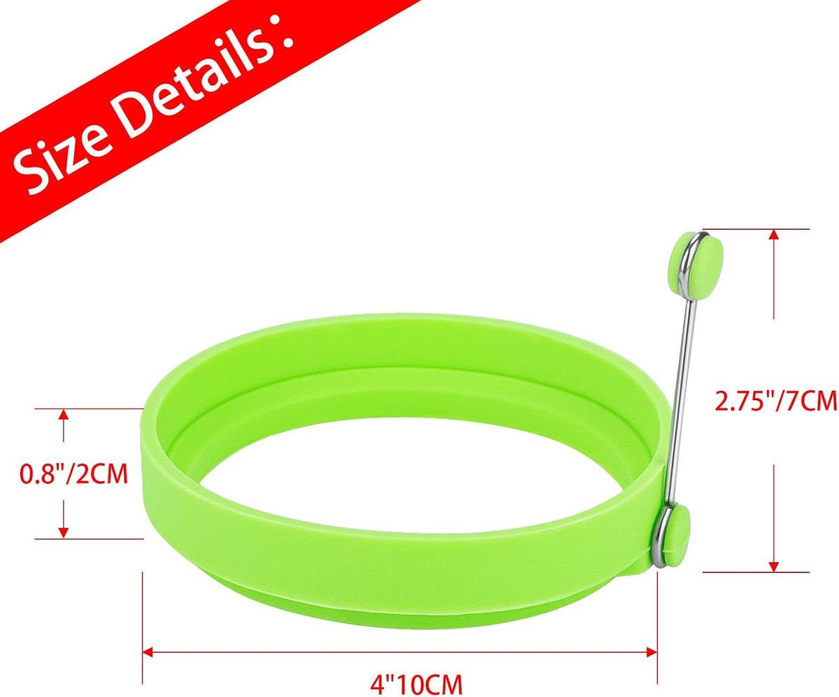 8 Pack Silicone Egg Rings for Griddle, 4-Inch Non-Stick Pancake Molds