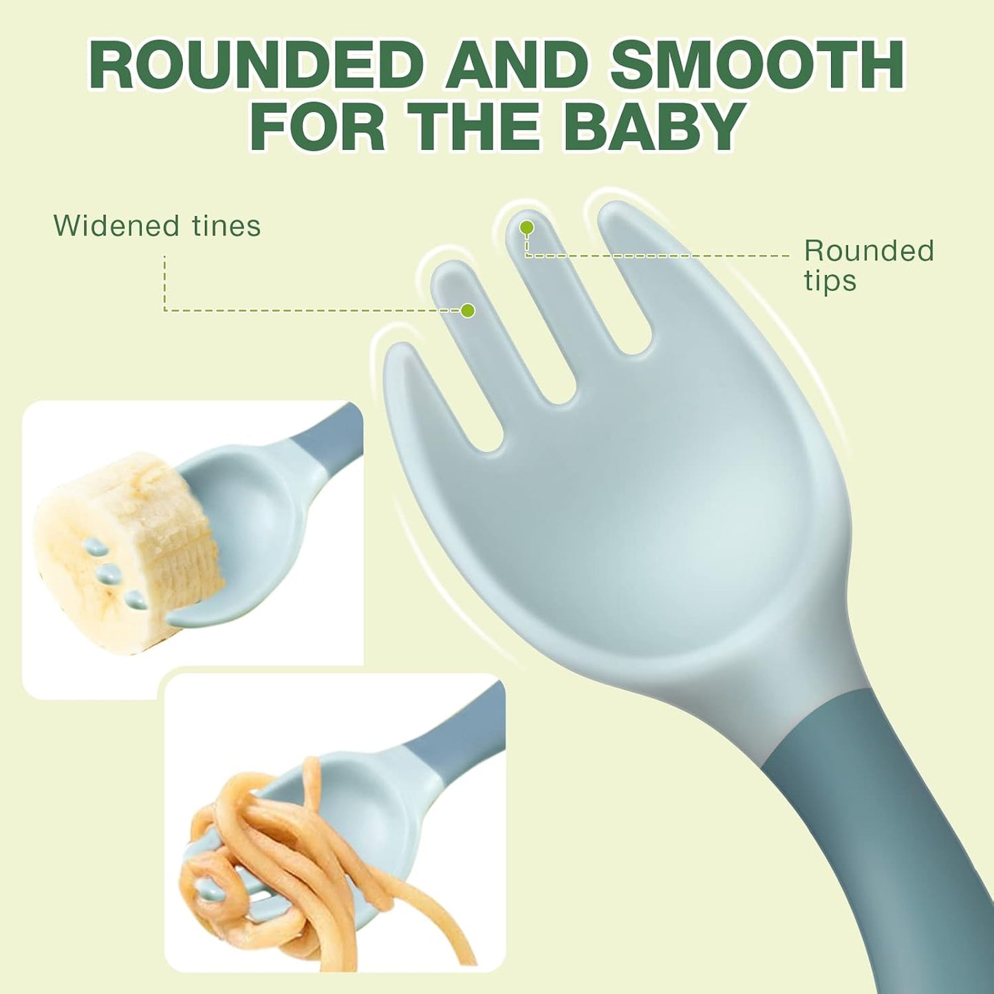 Toddler Utensils Baby Spoons and Forks Set with Case Bendable Self Feeding Training Flatware Silicone Spoon Fork for Kids Babies Children Handle Toddler Set, Green, Pink, Yellow (3 Sets)