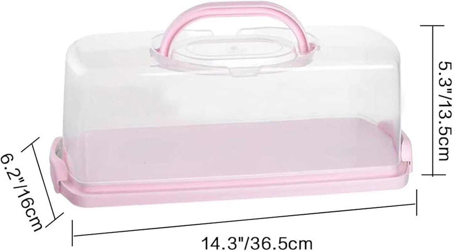 Plastic Rectangular Bread Box with Portable Handle, Loaf Cake Storage Container Box for Storing Banana Bread,Pumpkin Bread (Rectangular-White)