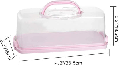 Plastic Rectangular Bread Box with Portable Handle, Loaf Cake Storage Container Box for Storing Banana Bread,Pumpkin Bread (Rectangular-White)