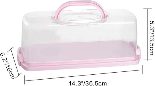 Plastic Rectangular Bread Box with Portable Handle, Loaf Cake Storage Container Box for Storing Banana Bread,Pumpkin Bread (Rectangular-White)