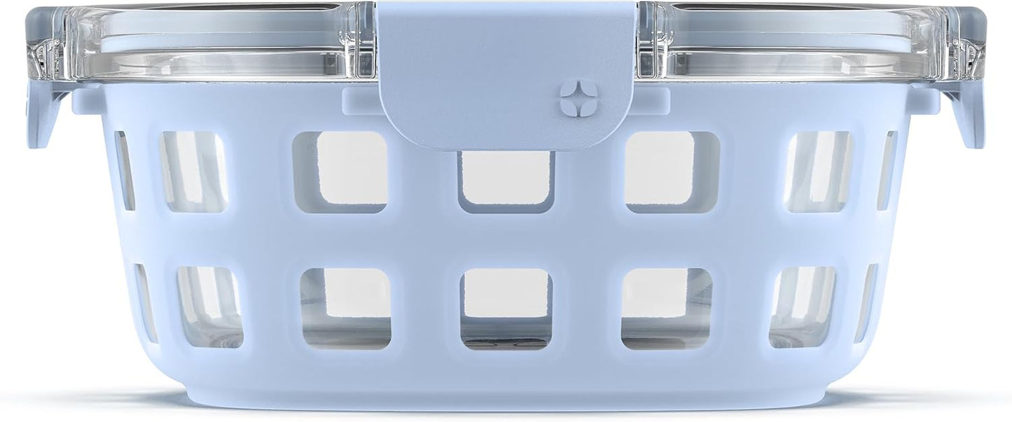 Ello Duraglass Meal Prep Container- Glass Food Storage Container with Silicone Sleeve and Airtight BPA-Free Plastic Lid, Dishwasher, Microwave, and Freezer Safe