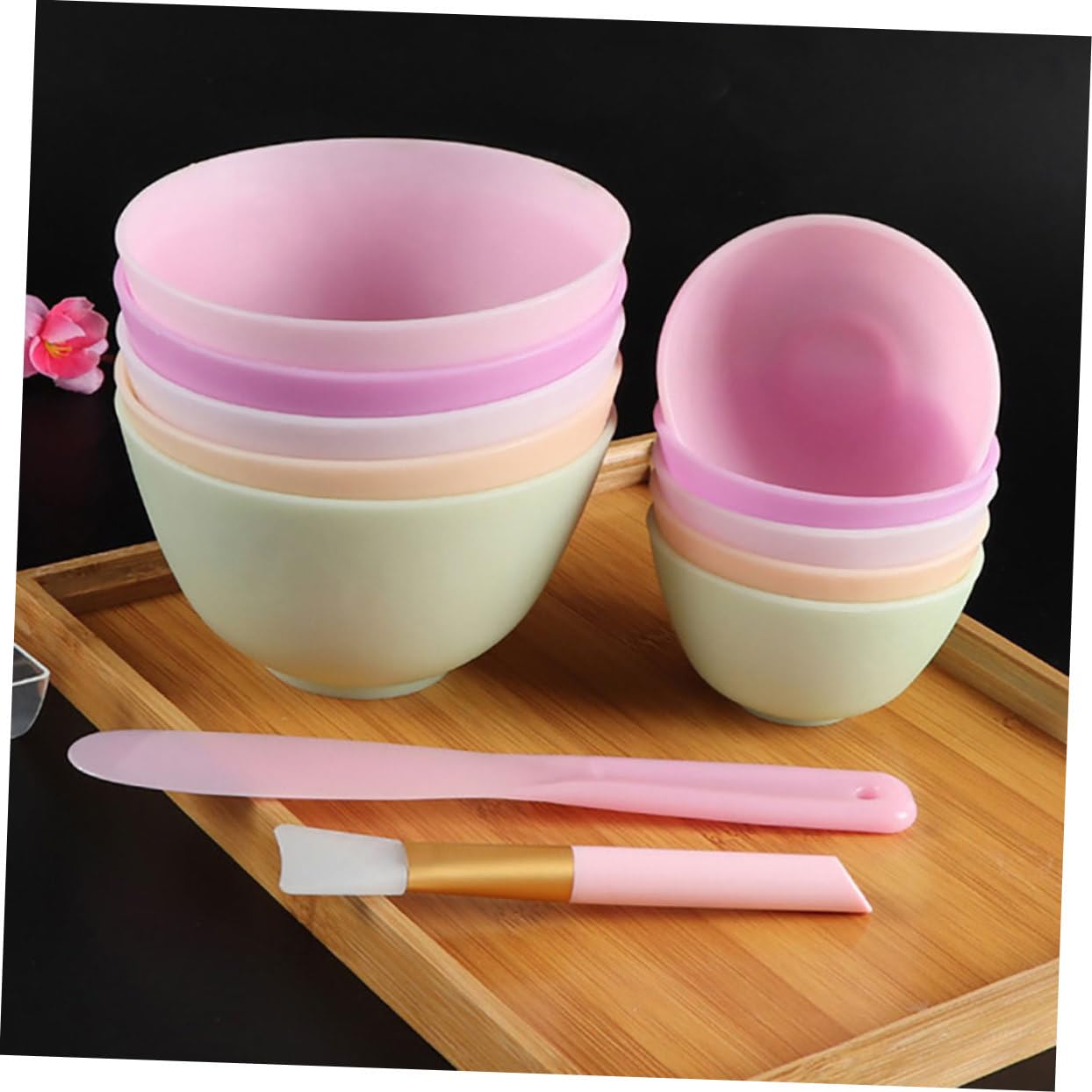 Didiseaon Silicone Mask Mixing Bowl Set 5pcs Facial Mask Mixing Bowl Spa Supplies Non-slip Easy to Clean