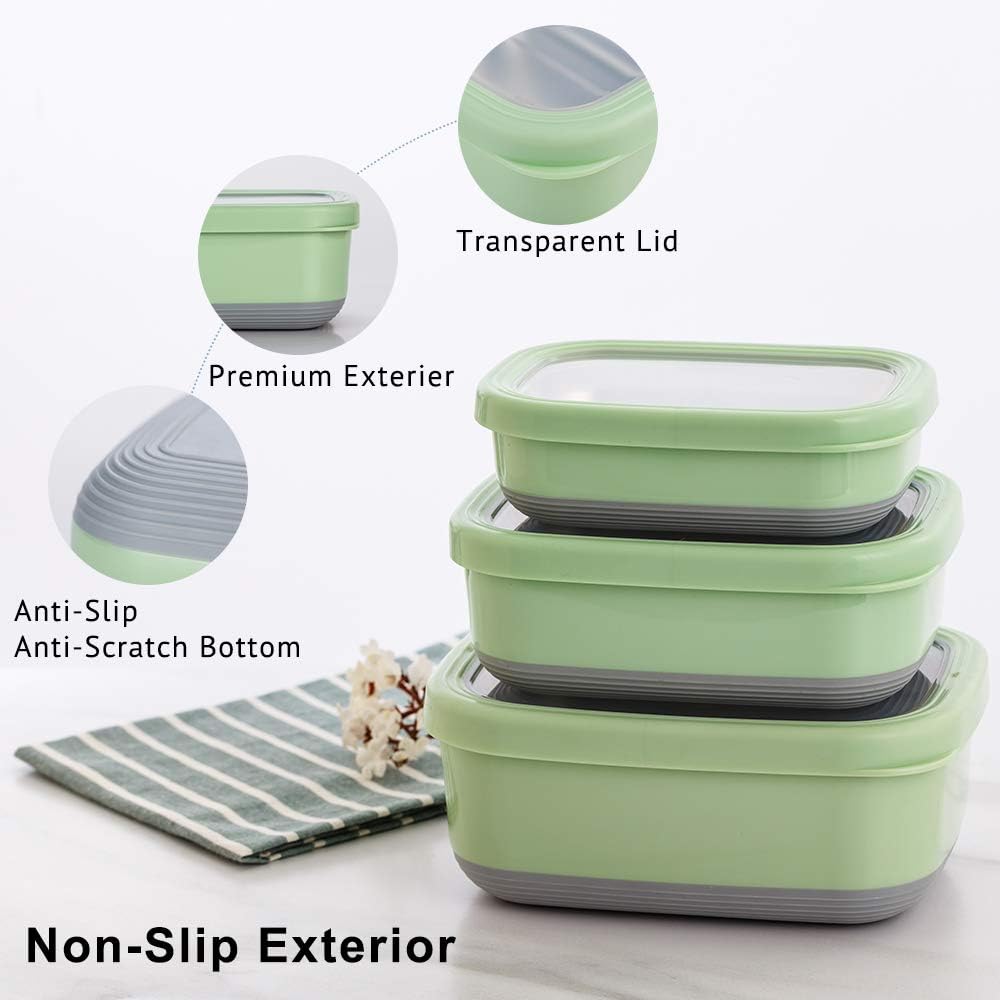 Lille Home Leak Proof Stainless Steel Lunch Snack Containers Set - Ideal for Educational Settings and Daycare - Nesting Trio with Silicone Lids - 47oz+30oz+16oz - Pink