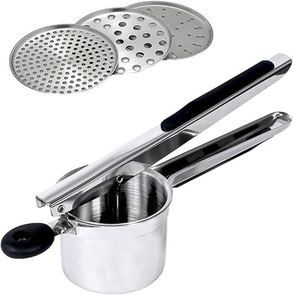 Stainless Steel Potato Ricer With 3 Discs, Heavy Duty Potato Ricer for Mashed Potatoes, Large Capacity Potatoes Masher and Rice-r Kitchen Tool(COLOR:Red)