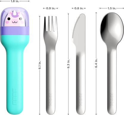 ZOKU Kids Pocket Utensil Set, Kitty - Stainless Steel Fork, Knife, and Spoon in Case - Portable Design for Travel, School, Picnics, Camping and Outdoor Home Use