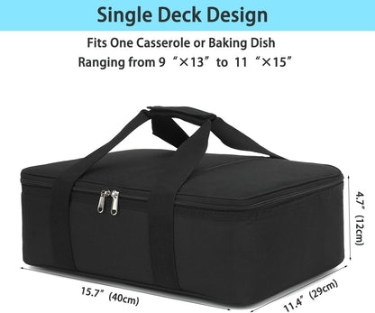 GYEUKHAM Insulated Casserole Carrier Bag - Large Portable Hot and Cold Food Storage Tote with Handles Thermal Bag for Parties, Picnics, Camping, Travel,Fits 9"x13" Baking Dish,Grey