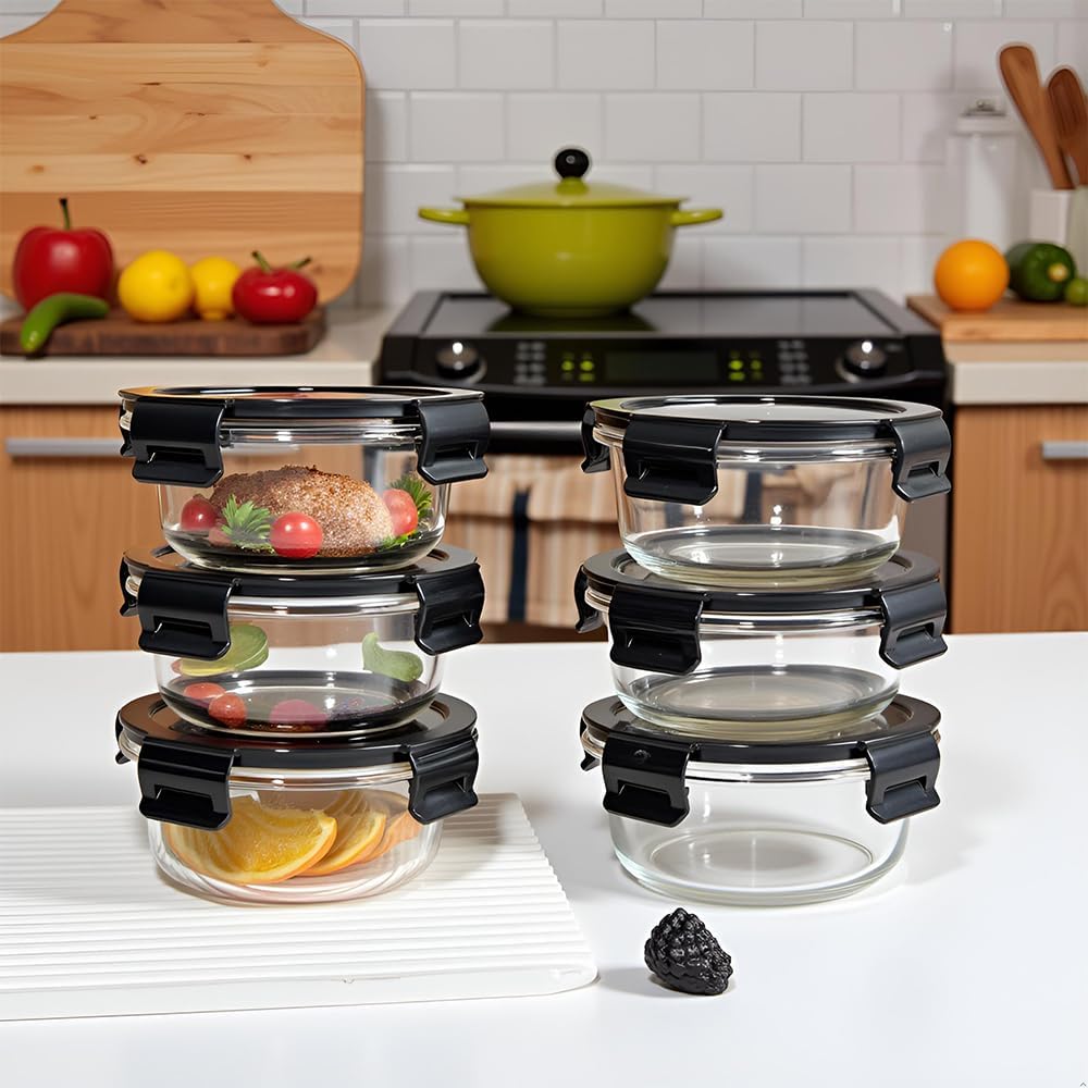 16oz Square Glass Food Storage Containers With Lids, 2 Cup Square Glass Food Containers With Lids, BPA free Small Meal Prep Bowls for leftovers, Dishwasher, Freezer Safe (8Pack)