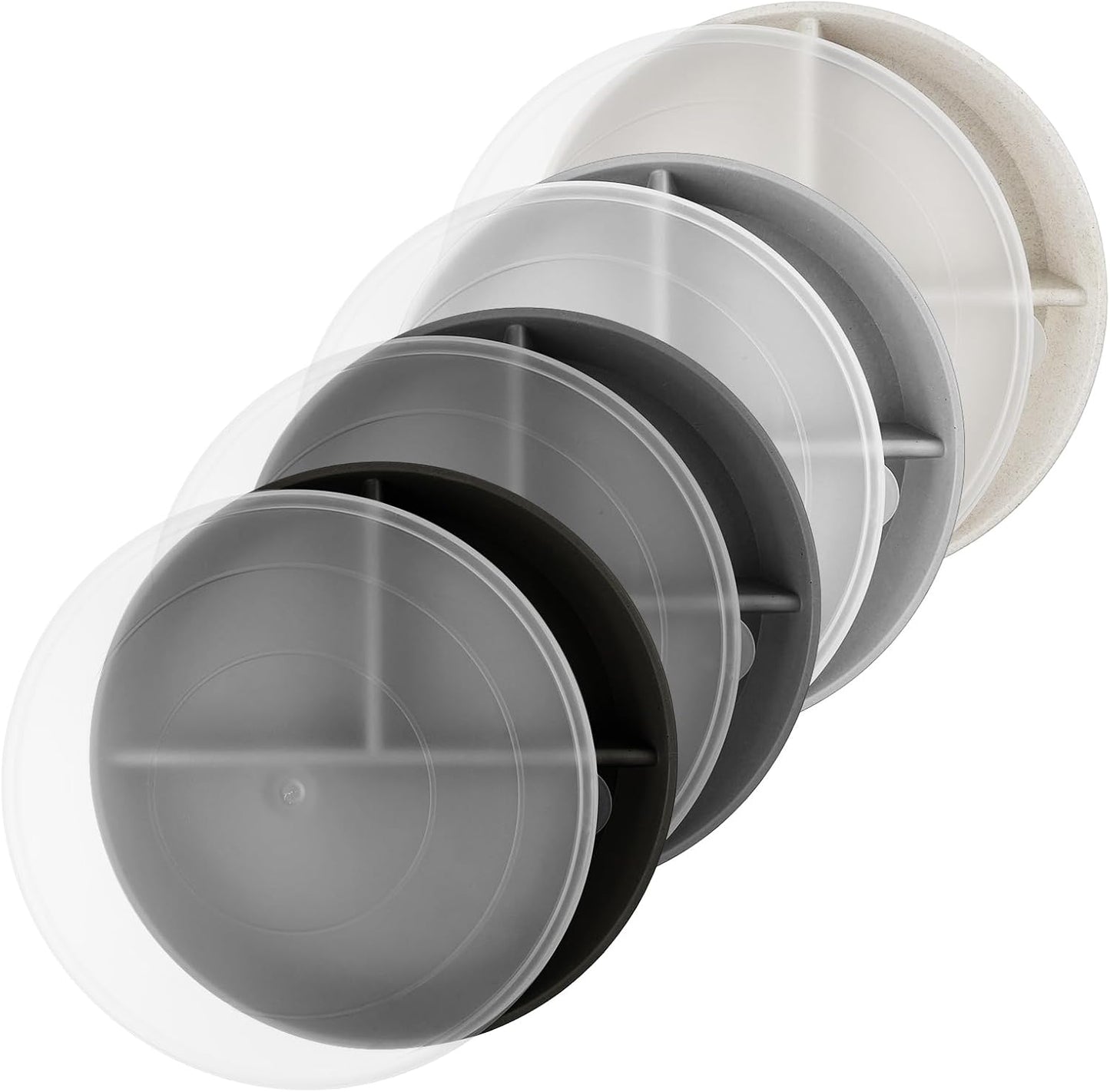 greenandlife 9 Inch 4PCS Portion Control Plates with Lids, Divided Plates for Kids Adults, Dishwasher Microwave Safe Compartment Plate, Unbreakable Lightweight Reusable Wheat Straw Plate, Earth Tone