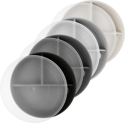 greenandlife 9 Inch 4PCS Portion Control Plates with Lids, Divided Plates for Kids Adults, Dishwasher Microwave Safe Compartment Plate, Unbreakable Lightweight Reusable Wheat Straw Plate, Earth Tone