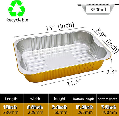 Aluminum Foil Pans with lids 10pack Heavy Duty 2LB Small foil pan 8.5"×6" Disposable, For Microwave & Oven Safe Cooking,Baking,A takeaway food container,Gold