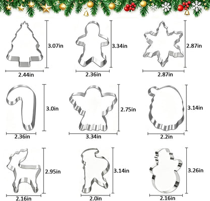 Christmas Cookie Cutters Set, 9 Pieces Large Metal Holiday Cookie Cutter