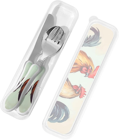 3-Piece Kids Silverware Set With Storage Case, Stainless Steel Reusable Children Safe Knife Spoon Fork Set Sugar Skulls Children Flatware Set For Kids Lunch Box