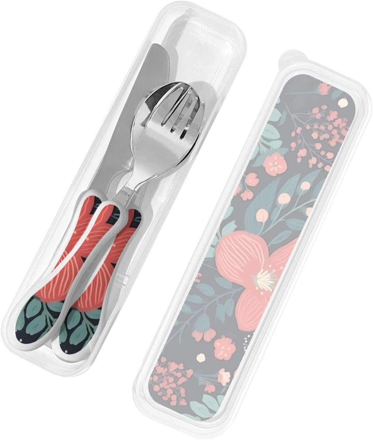 Stainless Steel Kids Silverware Set, Simple Little Flower Utensil Set Reusable Children Safe Knife Spoon Fork Set With Storage Case Dishwasher Safe For Lunch, Travel Outdoors