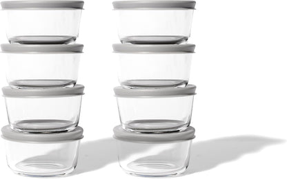 6-Piece Glass Food Storage Containers Set (3 Containers + 3 BPA-Free Lids) | 2-Cup, Leakproof | Microwave, Freezer, Oven & Dishwasher Safe | Ideal for Meal Prep & Pantry Organization, Pistachio