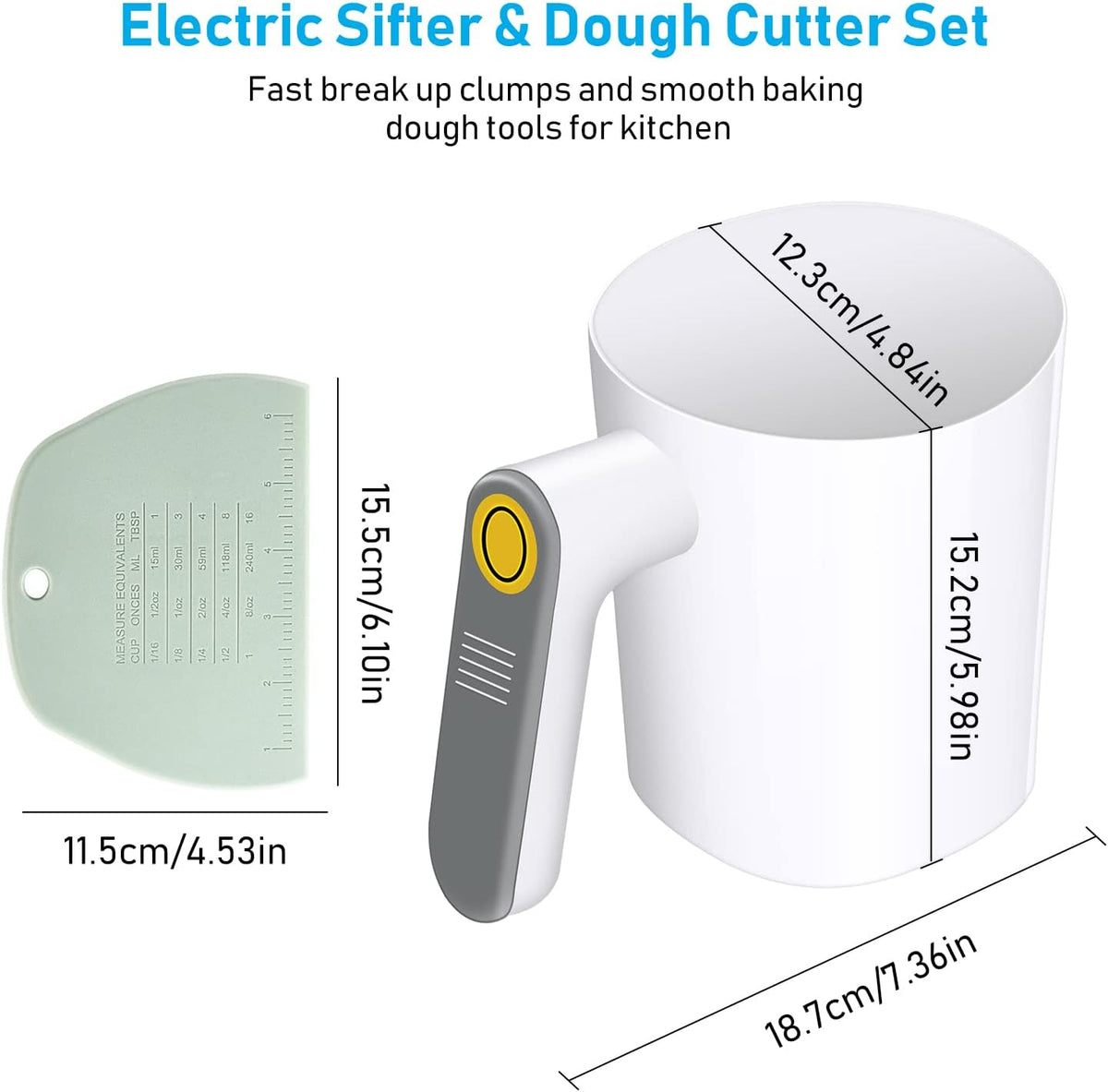 Electric Flour Sifter, 4 Cup Battery Operated Handheld Sifter for Baking