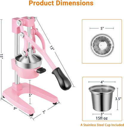 TONGCHANT Cast Iron Manual Juicer for Orange Lemon Citrus Fruit & Lime